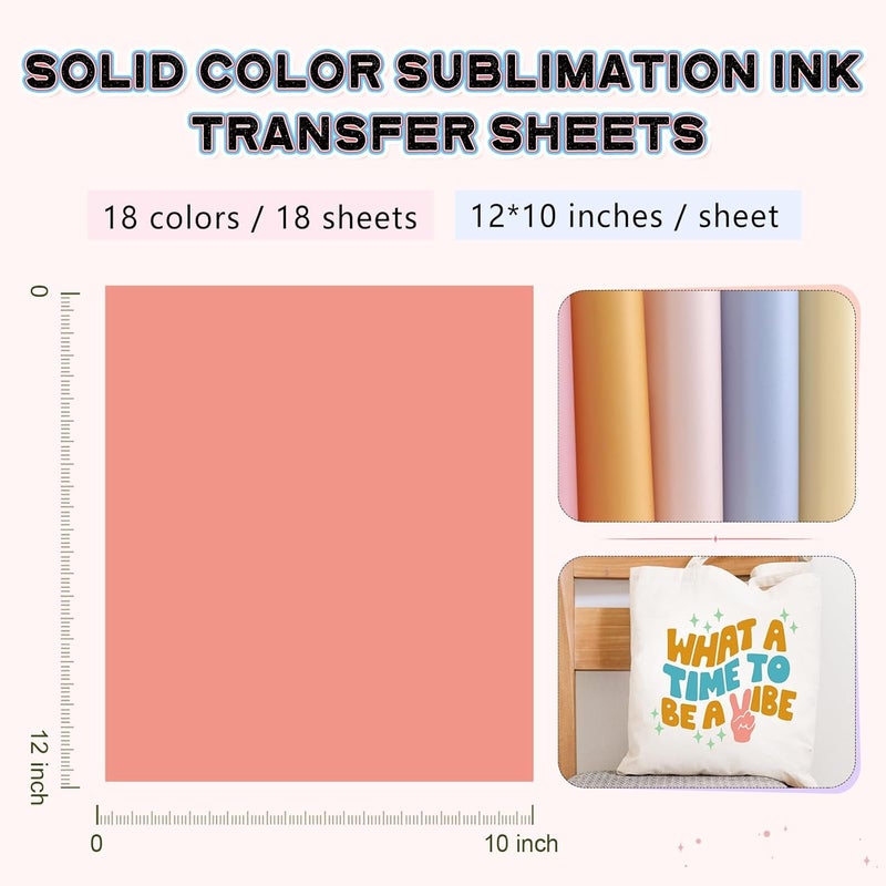 HTVSTD Solid Color Sublimation Ink Transfer Sheets 18 Sheets 12'' x 10''Pink/Yellow/Green Sublimation Paper Transfer Sheets for Mugs Tumblers DIY Transfer Paper - Image 3